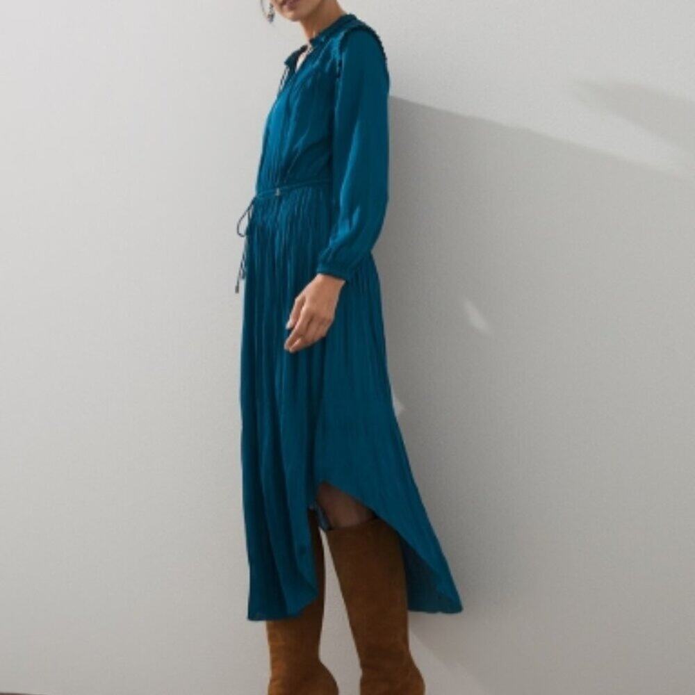 Chico's Crinkle Satin Midi-Dress Striking Teal 1 (US 8/M)